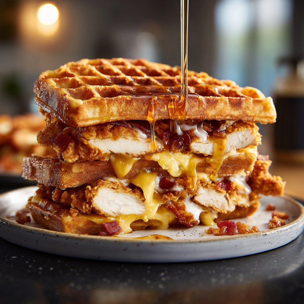 Crispy Chicken and Waffle Sandwich